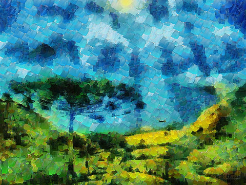 Collectio of Bloomin and Autumn Trees XLIV Black Ornate Wood Framed Art Print with Double Matting by Medeiros, Celito