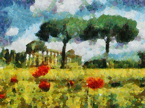 Collectio of Bloomin and Autumn Trees XLV White Modern Wood Framed Art Print with Double Matting by Medeiros, Celito