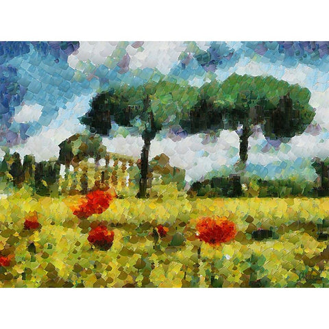 Collectio of Bloomin and Autumn Trees XLV Gold Ornate Wood Framed Art Print with Double Matting by Medeiros, Celito