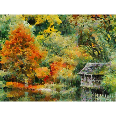 Collectio of Bloomin and Autumn Trees XLVI Black Modern Wood Framed Art Print with Double Matting by Medeiros, Celito