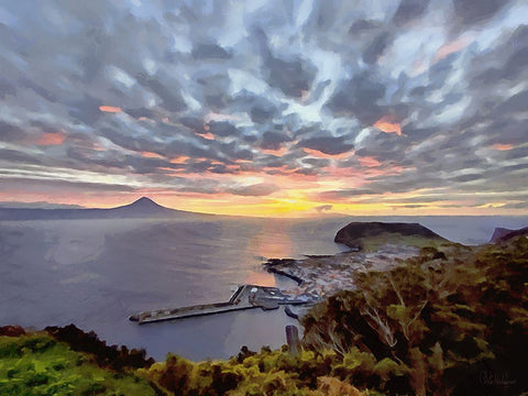 Sunset near the Volcano Black Ornate Wood Framed Art Print with Double Matting by Medeiros, Celito