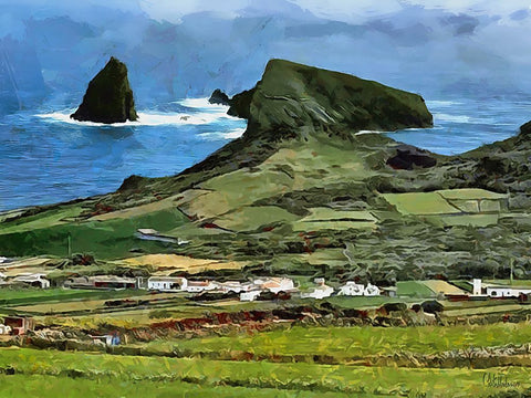 View of the Coast V Black Modern Wood Framed Art Print by Medeiros, Celito