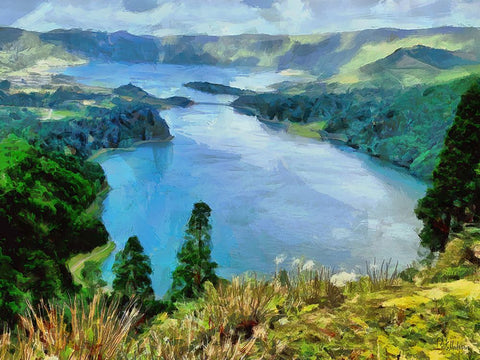 View of the Coast VII Black Ornate Wood Framed Art Print with Double Matting by Medeiros, Celito