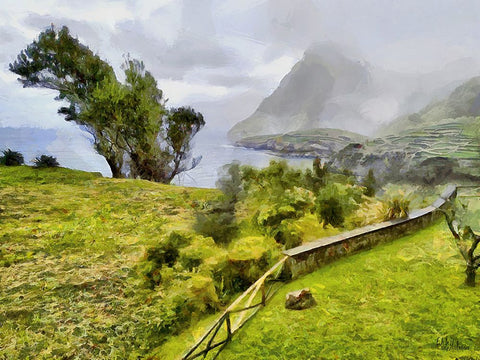 View of the Coast VIII White Modern Wood Framed Art Print with Double Matting by Medeiros, Celito