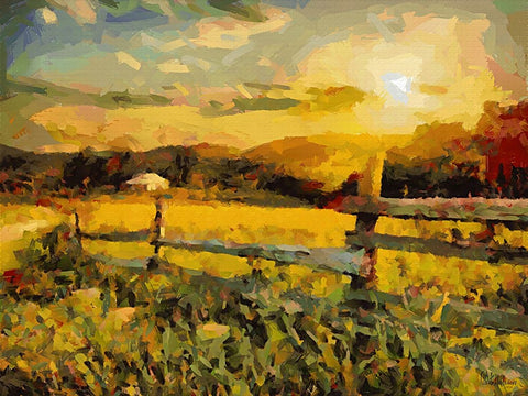 Sunset in the Countryside White Modern Wood Framed Art Print with Double Matting by Medeiros, Celito
