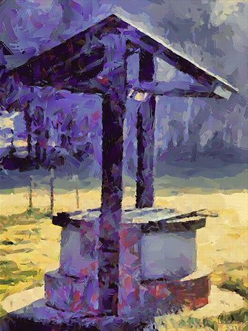 An old Well White Modern Wood Framed Art Print with Double Matting by Medeiros, Celito