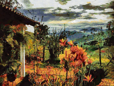 Countryside View Black Modern Wood Framed Art Print by Medeiros, Celito