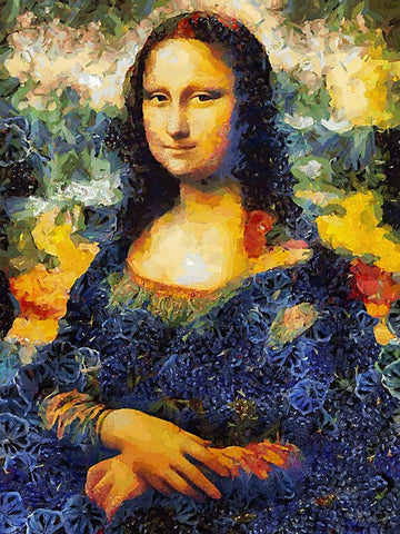 Mona Lisa Black Modern Wood Framed Art Print by Medeiros, Celito