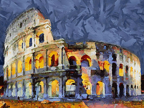 Colosseum Black Modern Wood Framed Art Print by Medeiros, Celito