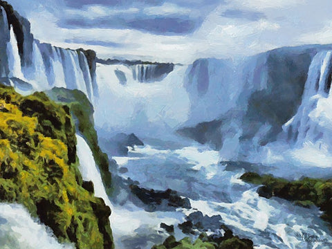 Iguazu Watterfalls V Black Ornate Wood Framed Art Print with Double Matting by Medeiros, Celito