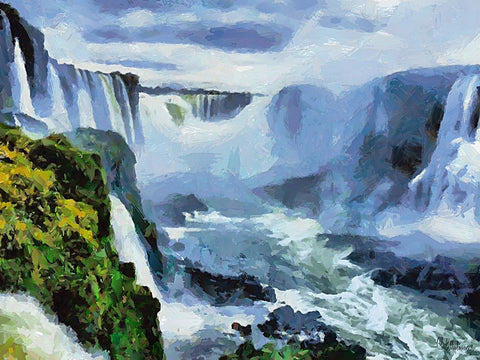 Iguazu Watterfalls VII Black Modern Wood Framed Art Print by Medeiros, Celito