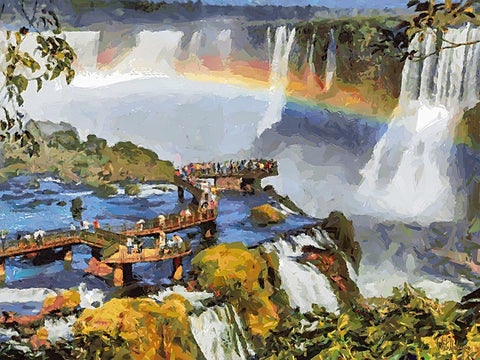 Iguazu Watterfalls XI Black Ornate Wood Framed Art Print with Double Matting by Medeiros, Celito