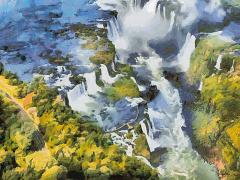 Iguazu Watterfalls XII White Modern Wood Framed Art Print with Double Matting by Medeiros, Celito