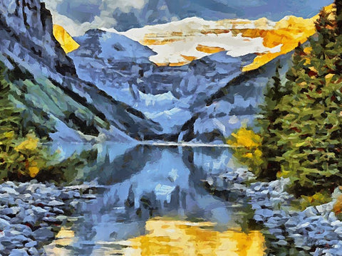Lake Louise Canada White Modern Wood Framed Art Print with Double Matting by Medeiros, Celito