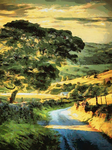 A Trip to the Countryside White Modern Wood Framed Art Print with Double Matting by Medeiros, Celito