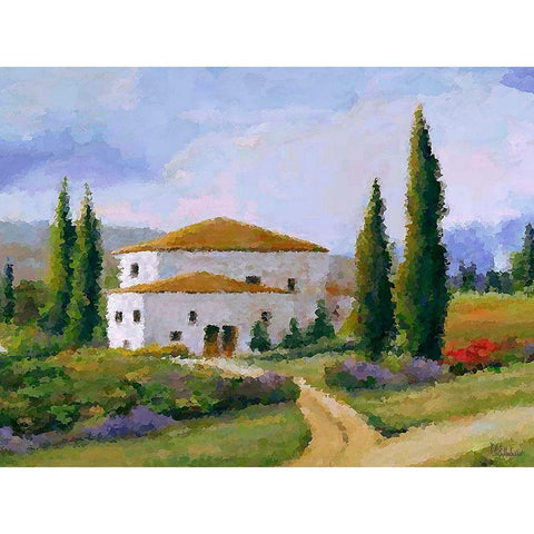 White House in Tuscany Gold Ornate Wood Framed Art Print with Double Matting by Medeiros, Celito