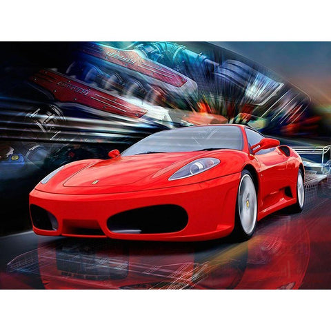 Red Ferrari Gold Ornate Wood Framed Art Print with Double Matting by Medeiros, Celito