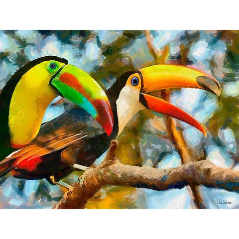 Tucans Black Modern Wood Framed Art Print by Medeiros, Celito