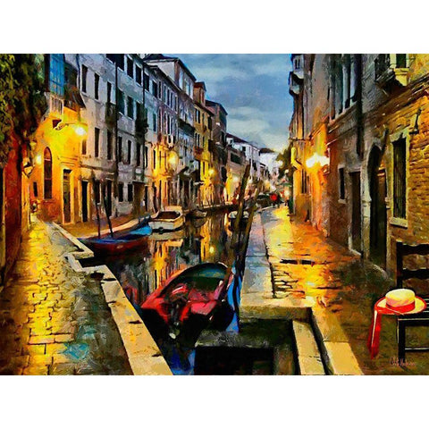 Canal in Venice Gold Ornate Wood Framed Art Print with Double Matting by Medeiros, Celito