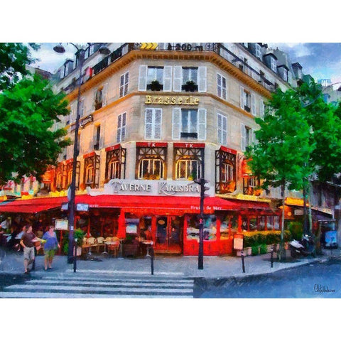 Taverne Karlsbrad Black Modern Wood Framed Art Print by Medeiros, Celito