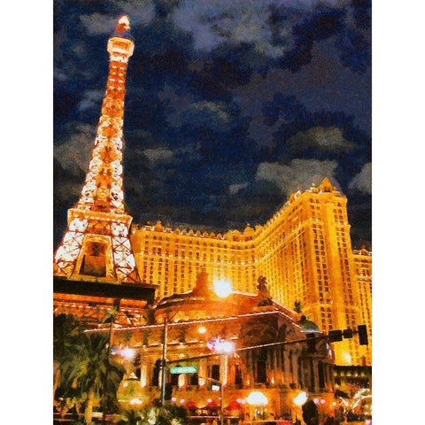 Hotel Paris in Vegas Gold Ornate Wood Framed Art Print with Double Matting by Medeiros, Celito