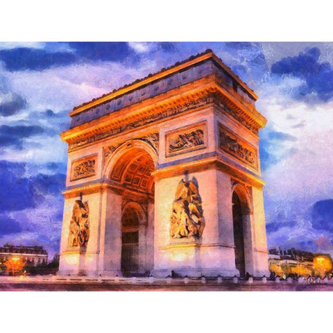 Triumphe Arc White Modern Wood Framed Art Print by Medeiros, Celito