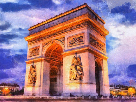 Triumphe Arc Black Ornate Wood Framed Art Print with Double Matting by Medeiros, Celito