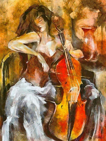 The Music White Modern Wood Framed Art Print with Double Matting by Medeiros, Celito