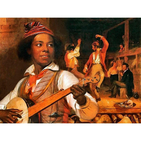 The Musician Gold Ornate Wood Framed Art Print with Double Matting by Medeiros, Celito