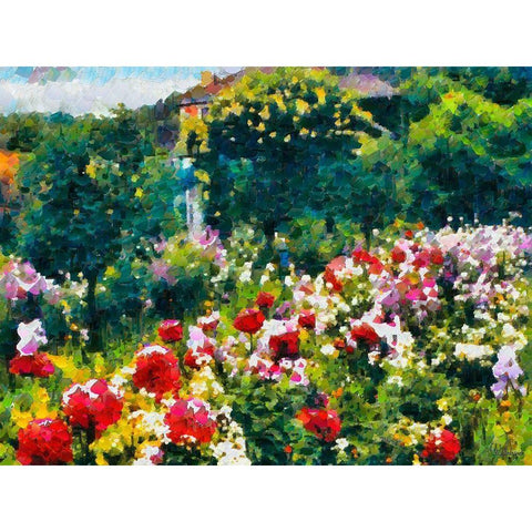 Paradise Garden Gold Ornate Wood Framed Art Print with Double Matting by Medeiros, Celito