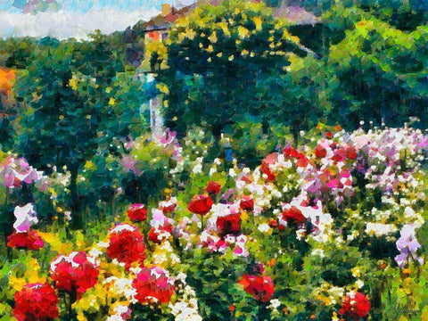 Paradise Garden White Modern Wood Framed Art Print with Double Matting by Medeiros, Celito