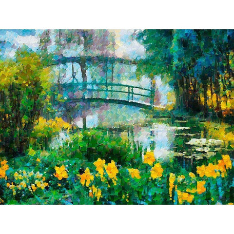 Bridge over the Lake Black Modern Wood Framed Art Print by Medeiros, Celito