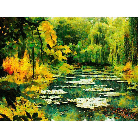 Green Lake Black Modern Wood Framed Art Print with Double Matting by Medeiros, Celito