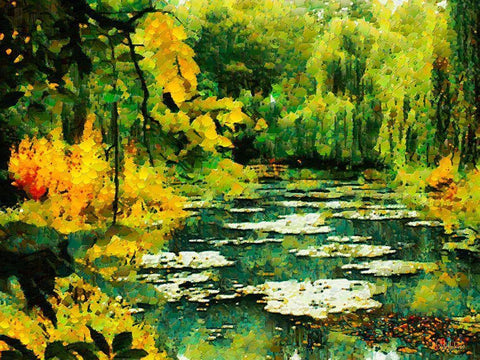 Green Lake White Modern Wood Framed Art Print with Double Matting by Medeiros, Celito