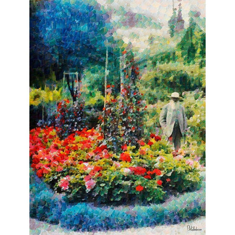 Old Man in the Garden Black Modern Wood Framed Art Print by Medeiros, Celito