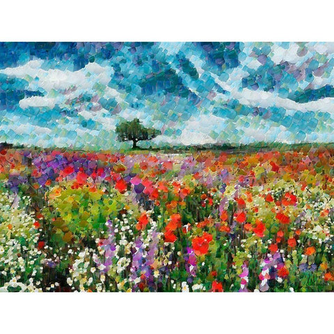 Colorfull Meadow Gold Ornate Wood Framed Art Print with Double Matting by Medeiros, Celito