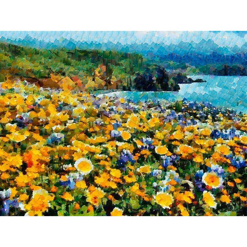 Yellow Meadow Black Modern Wood Framed Art Print with Double Matting by Medeiros, Celito