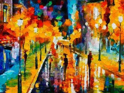 Colorfull Street I Black Ornate Wood Framed Art Print with Double Matting by Medeiros, Celito
