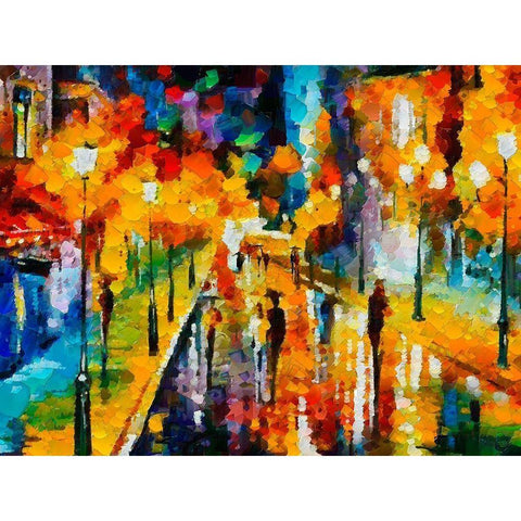 Colorfull Street I Black Modern Wood Framed Art Print by Medeiros, Celito