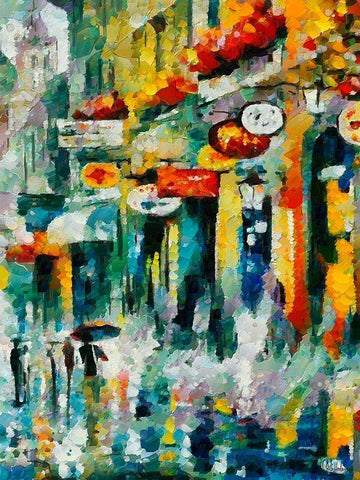 Colorfull Street II Black Ornate Wood Framed Art Print with Double Matting by Medeiros, Celito