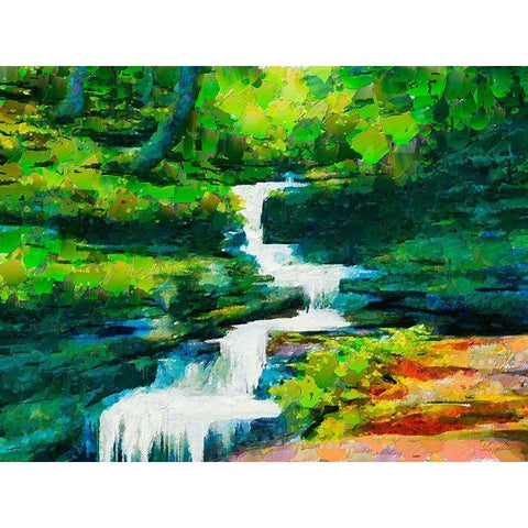 Watterfall Gold Ornate Wood Framed Art Print with Double Matting by Medeiros, Celito