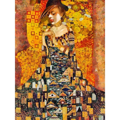 Klimt Inspiration White Modern Wood Framed Art Print by Medeiros, Celito