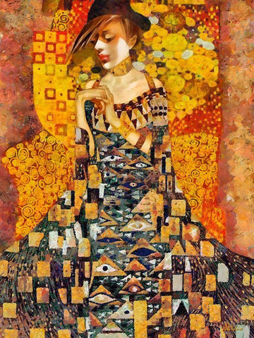 Klimt Inspiration Black Ornate Wood Framed Art Print with Double Matting by Medeiros, Celito