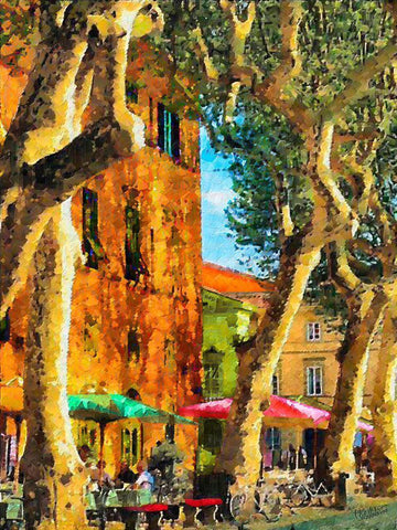 Big Trees on the Street White Modern Wood Framed Art Print with Double Matting by Medeiros, Celito