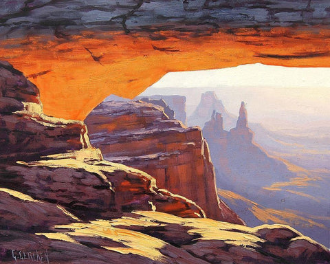 Arches Sunrise Utah Black Ornate Wood Framed Art Print with Double Matting by Gercken, Graham