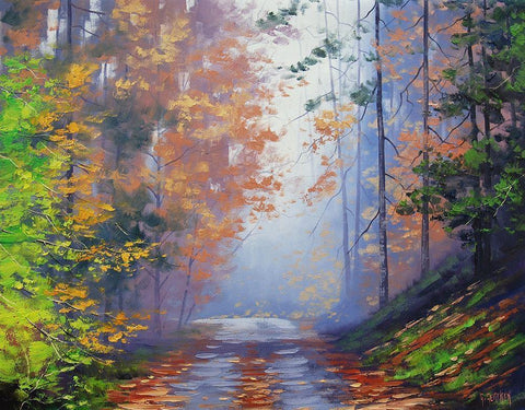 Autumn Forest Black Ornate Wood Framed Art Print with Double Matting by Gercken, Graham