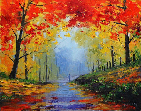 Autumn Impression White Modern Wood Framed Art Print with Double Matting by Gercken, Graham