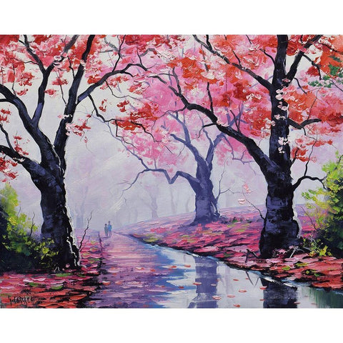 Blossom Tree Reflection Gold Ornate Wood Framed Art Print with Double Matting by Gercken, Graham
