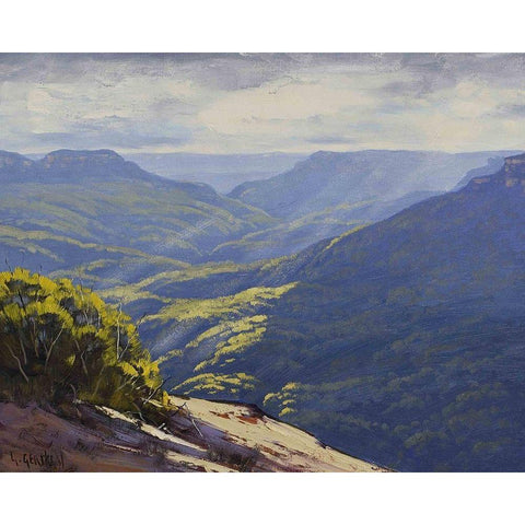 Blue Mountains Black Modern Wood Framed Art Print with Double Matting by Gercken, Graham