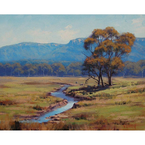 Slowly Stream White Modern Wood Framed Art Print by Gercken, Graham